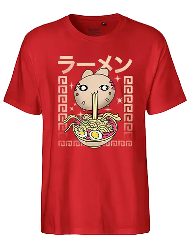 Hungry Cat - neko, katze, cat, ramen, nudeln, essen, cute, niedlich, kawaii, t - Fairtrade T-Shirt