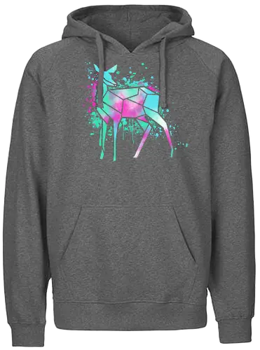 Neon Deer - origami, neon, hirsch, deer, kunst, tiere - Fairtrade Hoodie