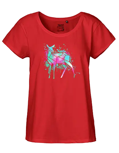 Neon Deer - origami, neon, hirsch, deer, kunst, tiere - Fairtrade Girl Shirt