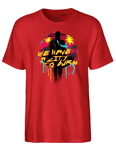 city to burn - cyber, sci fi, rpg, gaming, 2077 - Fairtrade T-Shirt