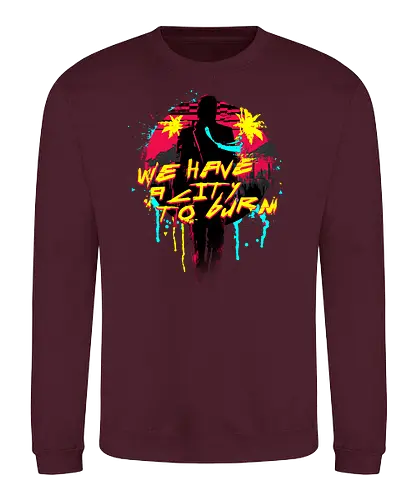city to burn - cyber, sci fi, rpg, gaming, 2077 - Sweatshirt