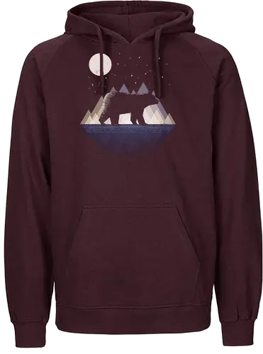 moon bear solid - stars, mountain, nature, moon, night, bear - Fairtrade Hoodie