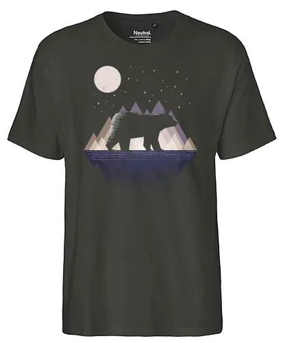 moon bear solid - stars, mountain, nature, moon, night, bear - Fairtrade T-Shirt