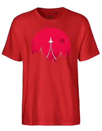 journey to the stars - mountains, rakete, space, stars, berge - Fairtrade T-Shirt