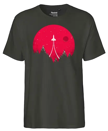 journey to the stars - mountains, rakete, space, stars, berge - Fairtrade T-Shirt