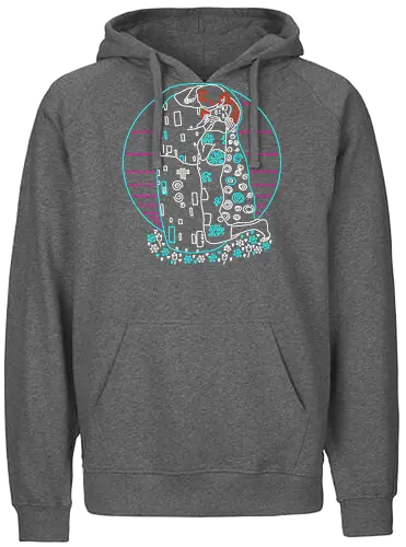 Neon Kiss - kiss, art, neon, gustav klimt, mashup, 80s - Fairtrade Hoodie