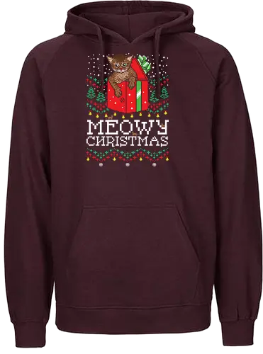Meowy Christmas - meow, cat, katze, weihnachten, christmas, x-mas - Fairtrade Hoodie