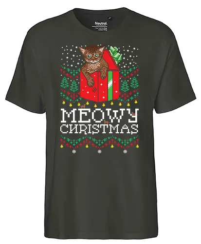 Meowy Christmas - meow, cat, katze, weihnachten, christmas, x-mas - Fairtrade T-Shirt
