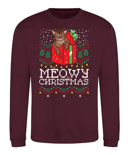 Meowy Christmas - meow, cat, katze, weihnachten, christmas, x-mas - Sweatshirt