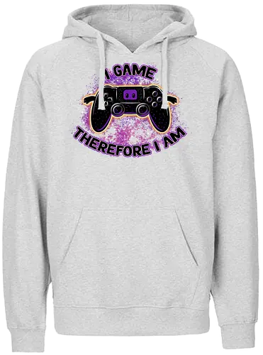 I Game Therefore I Am - gaming, controller, console, I game - Fairtrade Hoodie