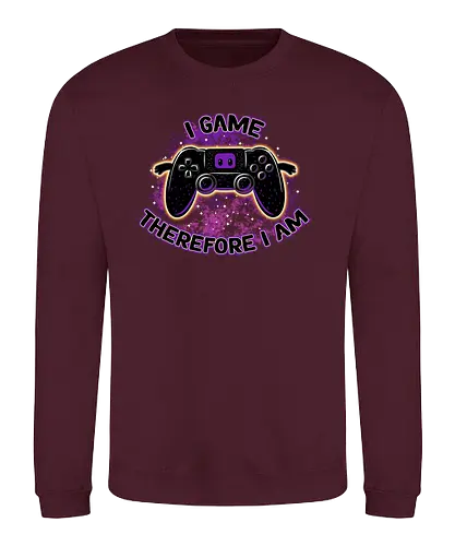 I Game Therefore I Am - gaming, controller, console, I game - Sweatshirt