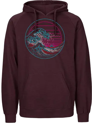 Great Neon Wave - wave, neon, hokusai, kanagawa, 80s, retro - Fairtrade Hoodie