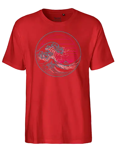 Great Neon Wave - wave, neon, hokusai, kanagawa, 80s, retro - Fairtrade T-Shirt