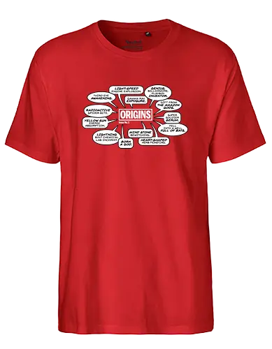 Superhero Origins - comic, hero, Origin, superhero, comics, Origin Story - Fairtrade T-Shirt
