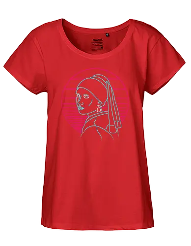 Girl with a neon rring - art, kunst, retro, neon, Perlenohrring, Prl rring - Fairtrade Girl Shirt