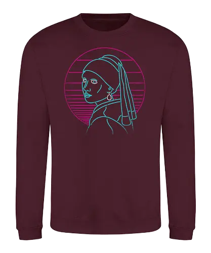 Girl with a neon rring - art, kunst, retro, neon, Perlenohrring, Prl rring - Sweatshirt