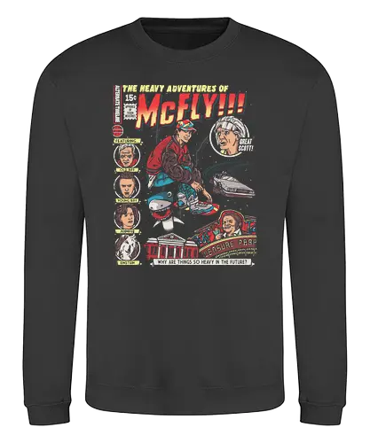 Heavy Adventures - mcfly, marty, comic, future, back, timetravel, science fiction, sci fi, 80s, grt scott, Heavy - Sweatshirt