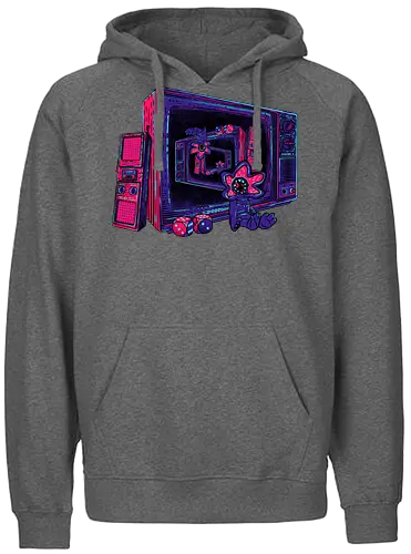 Infinite Upside Down - 80s, neon, stranger, tv, demodog - Fairtrade Hoodie
