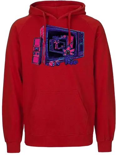 Infinite Upside Down - 80s, neon, stranger, tv, demodog - Fairtrade Hoodie