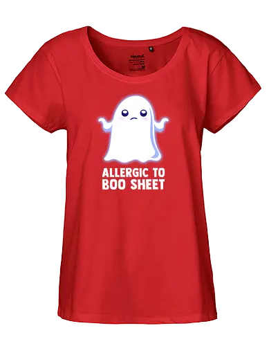 Allergic To Boo Sheet - boo, ghost, Allergies, bullshit - Fairtrade Girl Shirt
