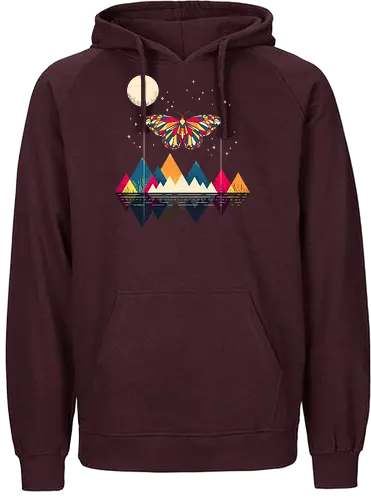 Abstract Butterfly - Butterfly, mountains, moon, art - Fairtrade Hoodie