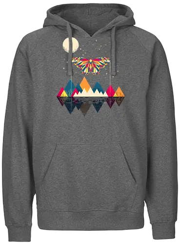 Abstract Butterfly - Butterfly, mountains, moon, art - Fairtrade Hoodie