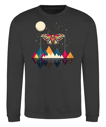 Abstract Butterfly - Butterfly, mountains, moon, art - Sweatshirt