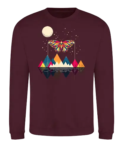 Abstract Butterfly - Butterfly, mountains, moon, art - Sweatshirt
