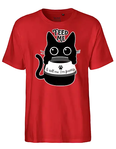 Feed Me - pretty, cat, food, cute, black - Fairtrade T-Shirt