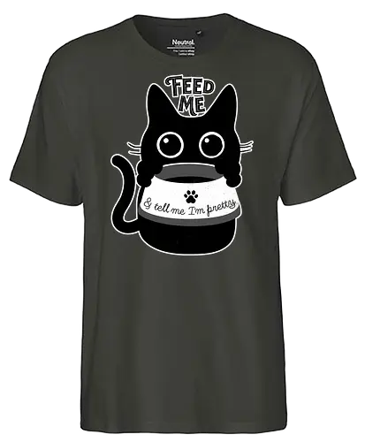 Feed Me - pretty, cat, food, cute, black - Fairtrade T-Shirt