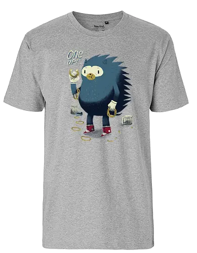 One Up - hedgehog, fast, gaming, video game, classic gaming, fun - Fairtrade T-Shirt