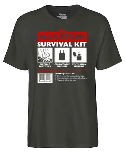 Nakatomi Survival Kit - die hard, stirb langsam, christmas, nakatomi plaza - Fairtrade T-Shirt