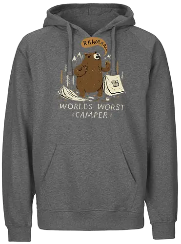 Worlds Worst Camper - fun, camping, outdoor, tent, zelten, natur, bär, br - Fairtrade Hoodie
