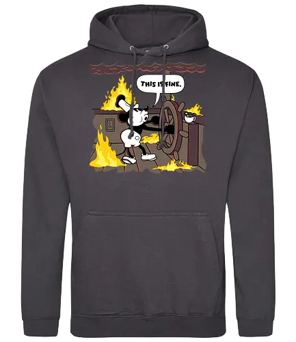 This is Fine - Steamboat - mouse, retro, This is fine, meme, steamboat - Standard Hoodie