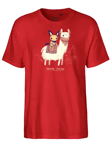 Machu Pichu - machu picchu, pocket, monster, llama, Alpaka, alpaca, lama - Fairtrade T-Shirt