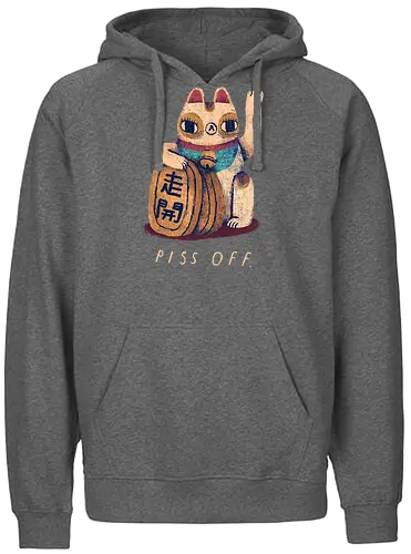 Piss Off - Statement, maneki neko, lucky cat, Winkekatze, lucky, cat, katze - Fairtrade Hoodie