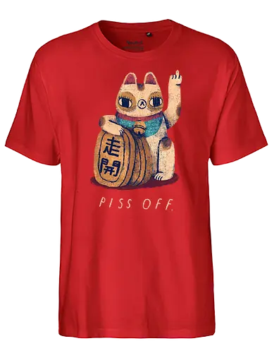 Piss Off - Statement, maneki neko, lucky cat, Winkekatze, lucky, cat, katze - Fairtrade T-Shirt