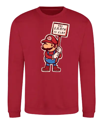 The earth is flat - mario, fes, gaming, demo, flat earth, flat earth society - Sweatshirt