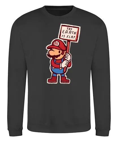 The earth is flat - mario, fes, gaming, demo, flat earth, flat earth society - Sweatshirt