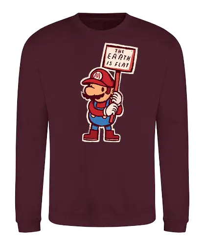 The earth is flat - mario, fes, gaming, demo, flat earth, flat earth society - Sweatshirt