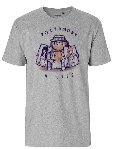 Polyamory - poly, love, Love is love, anime, otaku, ninja - Fairtrade T-Shirt