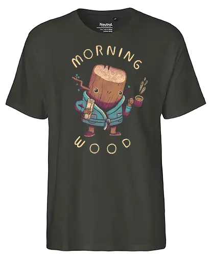 Morning wood - holz, Latte, mornings, coffee, kaffee - Fairtrade T-Shirt