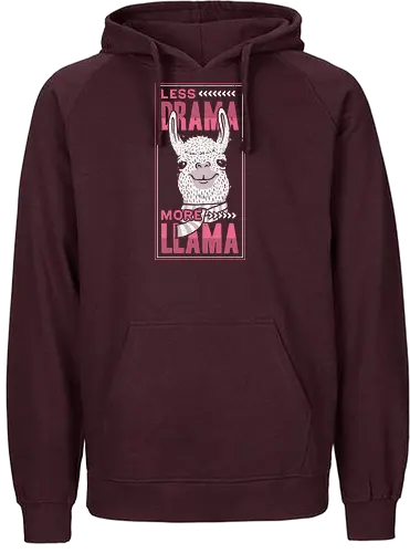 Less Drama, More LLama - lama, llama, drama, fun, cute, niedlich, neuweltkamel - Fairtrade Hoodie