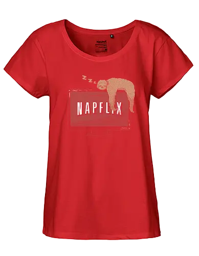 Napflix - series, tv, nap, sloth, faultier, binge watching, strming - Fairtrade Girl Shirt