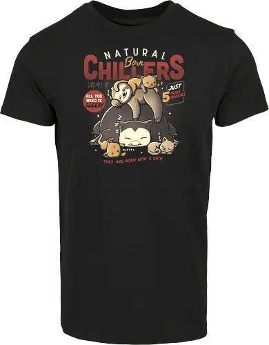 Natural Born Chillers - chill, chillen, nap, sloth, cat, katze, faultier, pocket, monster - Hausmarke Shirt