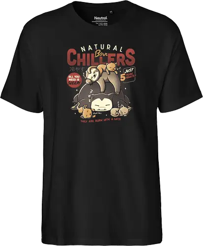 Natural Born Chillers - chill, chillen, nap, sloth, cat, katze, faultier, pocket, monster - Fairtrade T-Shirt