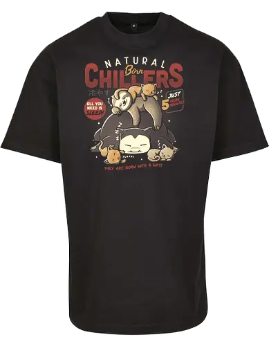 Natural Born Chillers - chill, chillen, nap, sloth, cat, katze, faultier, pocket, monster - BYB Oversize T-Shirt 