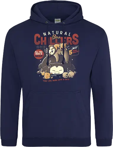 Natural Born Chillers - chill, chillen, nap, sloth, cat, katze, faultier, pocket, monster - Standard Hoodie
