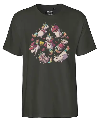 Halloween Unicorns - cute, unicorn, halloween, pumpkin, kürbis, einhorn, witch, mummy, mumie - Fairtrade T-Shirt