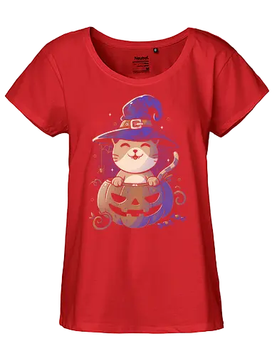 Spooky Kitten - halloween, kitten, cat, katze, pumpkin, kürbis - Fairtrade Girl Shirt